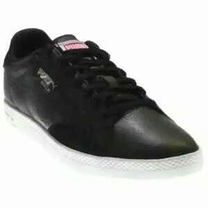 Puma Women's Match Lo Basic Sports Black Leather Sneaker Tennis Shoe